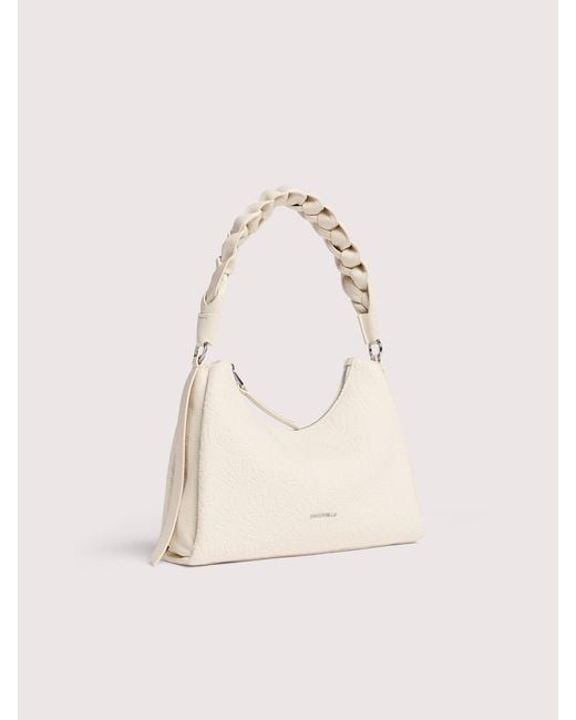 Coccinelle Natural Shells Textured Fabric Shoulder Bag Boheme Small