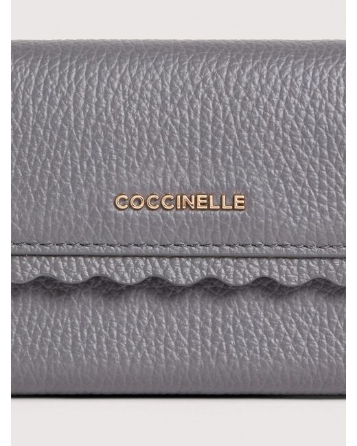 Coccinelle White Grained Leather Wallet Leather Lace Medium