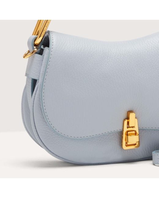 Coccinelle Blue Grained Leather Handbag Magie Soft Mini
