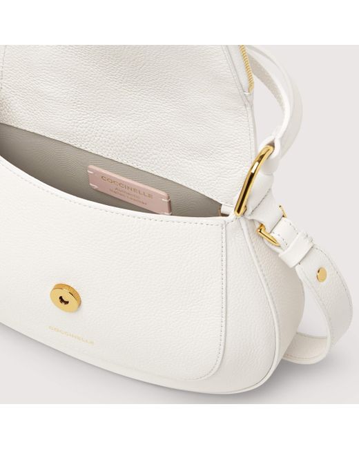 Coccinelle White Grained Leather Handbag Sole Small