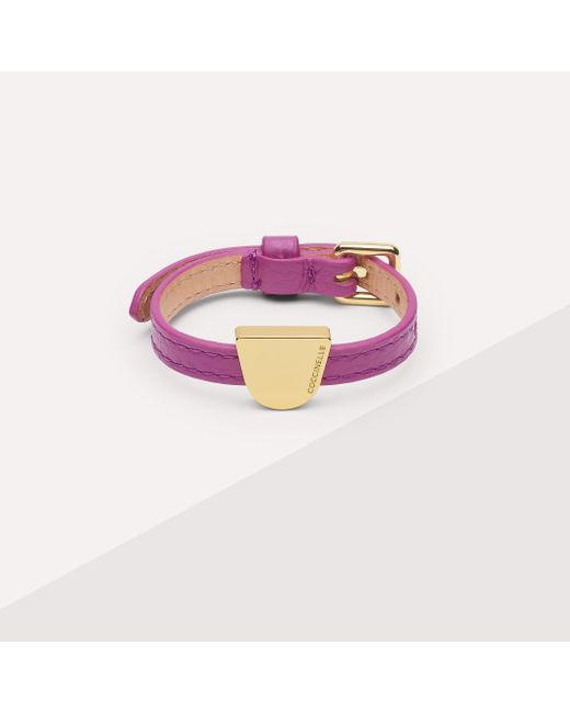 Coccinelle Pink Grained Leather And Metal Bracelet Peggy