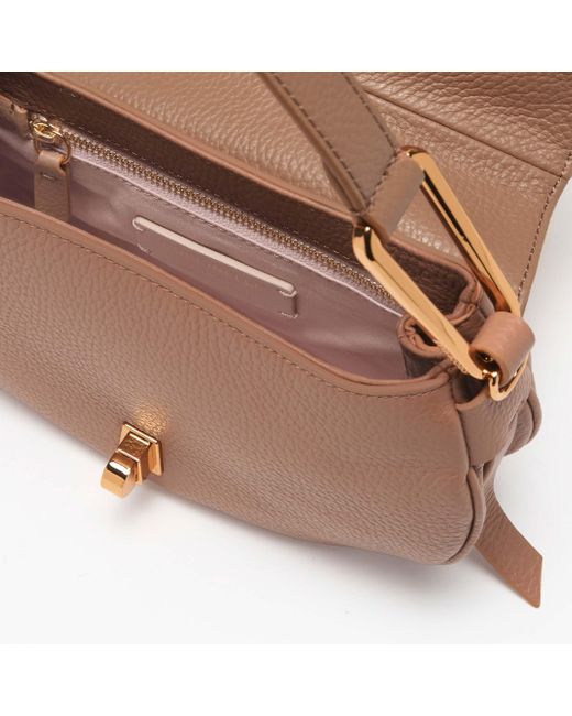 Coccinelle Brown Grained Leather Handbag Magie Soft Mini