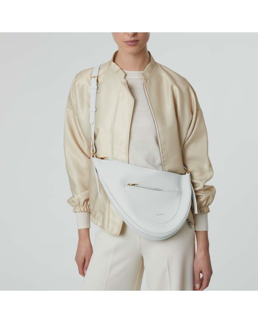 Coccinelle White Two-Sided Leather Crossbody Bag Snuggie Small