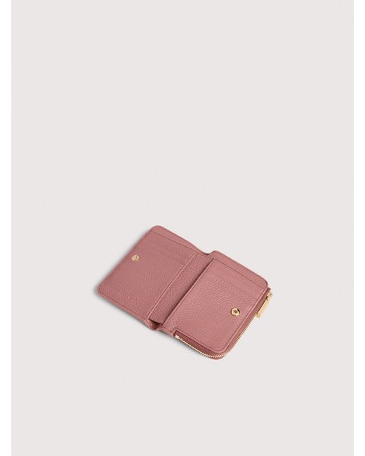 Coccinelle Pink Small Grained Leather Wallet Metallic Small