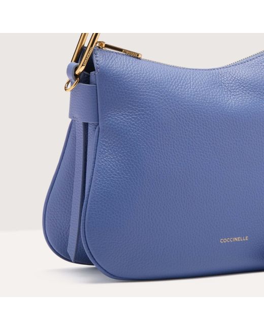 Coccinelle Blue Grained Leather Shoulder Bag Magie Soft Small