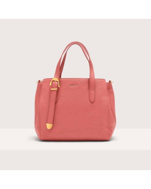 Coccinelle Pink Grained Leather Handbag Gleen Small