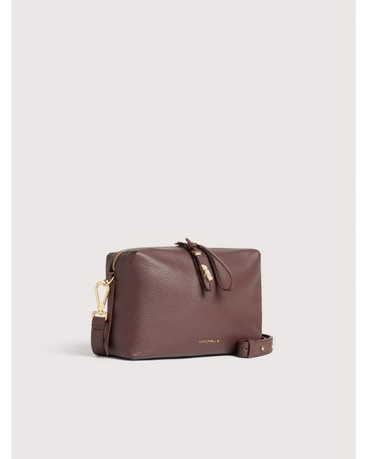 Coccinelle Brown Grained Leather Crossbody Bag Nory Small