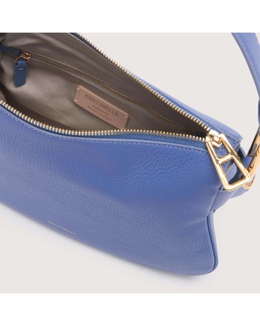 Coccinelle Blue Grained Leather Shoulder Bag Magie Soft Small