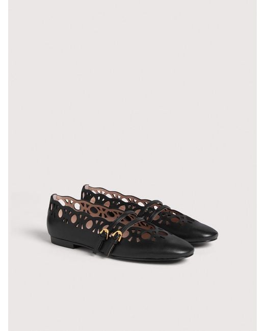 Coccinelle Black Smooth Leather Ballet Flats Risako