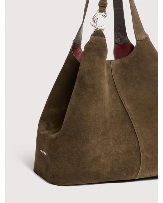 Coccinelle Brown Suede And Grained Leather Tote Bag C-Easy Large