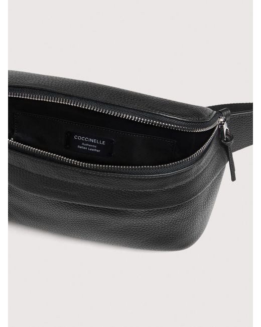 Coccinelle Black Grained Leather Waist Bag Smart To Go Medium