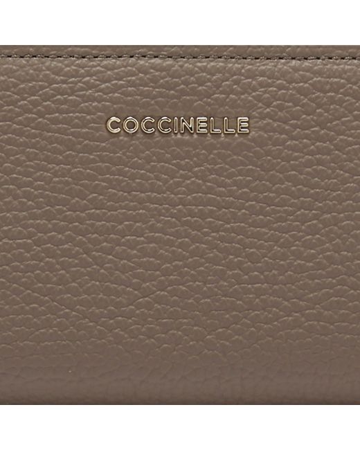 Coccinelle Brown Large Grained Leather Wallet Metallic Soft
