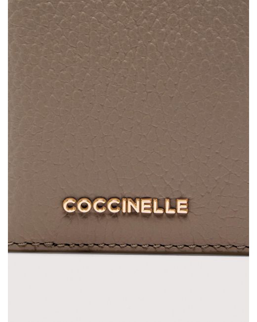 Coccinelle White Grained Leather Card Holder Metallic Small
