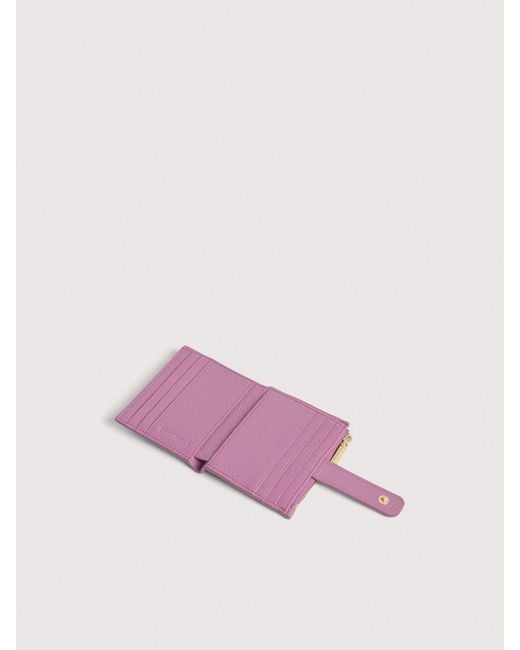 Coccinelle Pink Small Grained Leather Wallet Metallic Medium