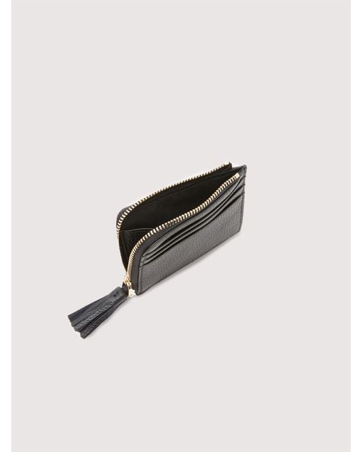 Coccinelle Black Grainy Leather Card Holder Tassel Small
