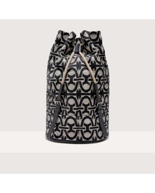 Coccinelle Black Monogram Jacquard Summer Fabric Backpack Never Without Bag Summer Monogram Large