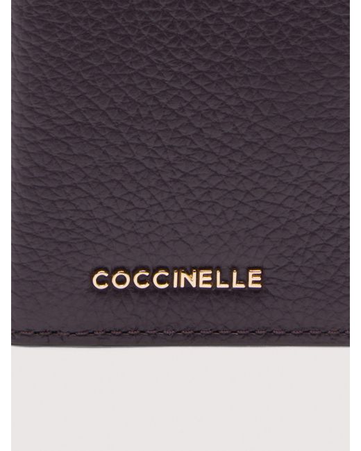 Coccinelle White Grained Leather Card Holder Metallic Small