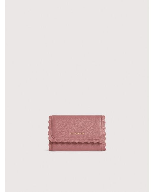 Coccinelle Pink Grained Leather Wallet Leather Lace Small