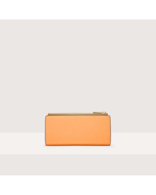 Coccinelle Natural Large Grained Leather Wallet Metallic Tricolor