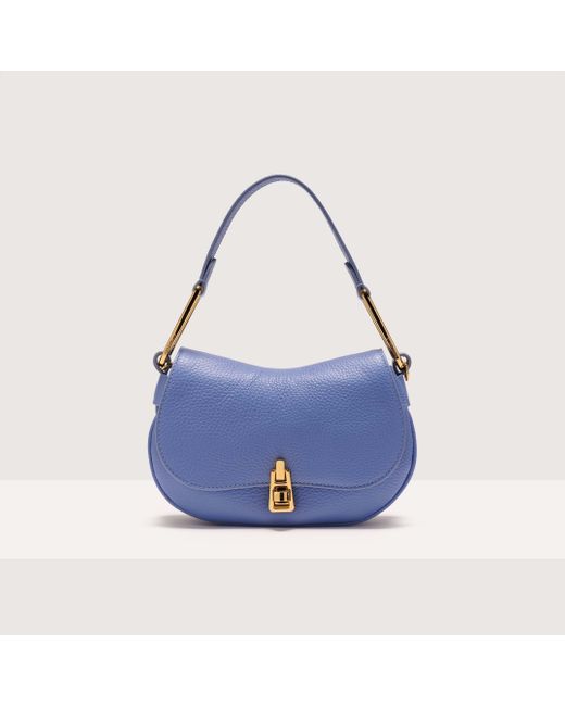 Coccinelle Blue Grained Leather Handbag Magie Soft Mini