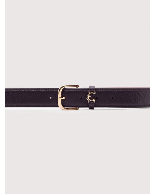Coccinelle Pink Grained Leather Belt Metal Loop