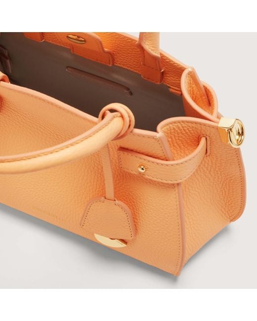 Coccinelle Orange Grained Leather Handbag Klichè Small