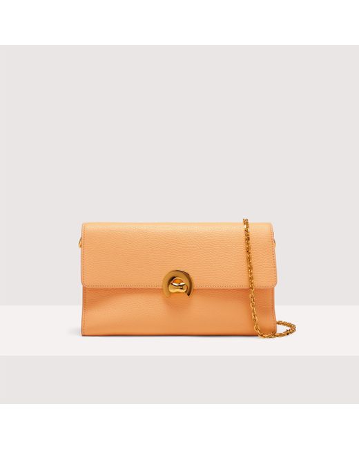 Coccinelle Orange Grained Leather Shoulder Bag Binxie Medium