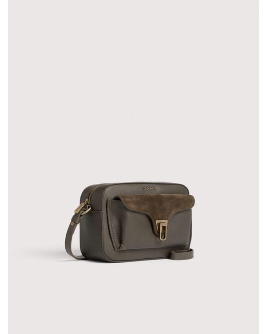 Coccinelle Multicolor Grained Leather, Suede And Waxed Fabric Crossbody Bag Beat Small