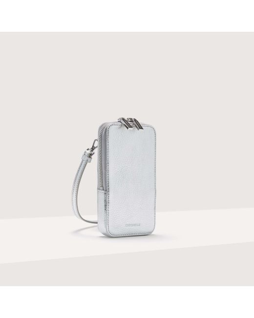 Coccinelle White Grained Leather Phone Holder Flor