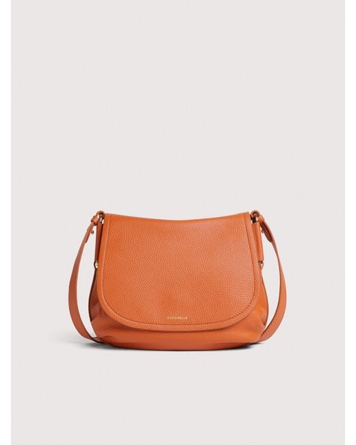 Coccinelle Orange Grained Leather Crossbody Bag Rebekka Small