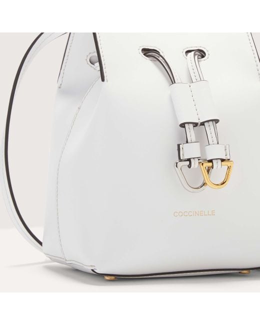 Coccinelle Metallic Cowhide Leather Bucket Bag Roundabout Cowhide Small