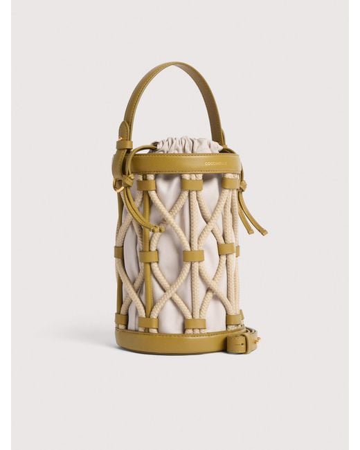 Coccinelle Metallic Smooth Leather With Tubular Rope Detailing Bucket Bag Koi Small
