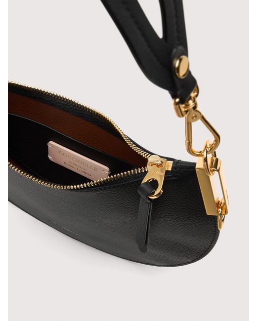 Coccinelle Black Two-Sided Leather Shoulder Bag Sunup Small