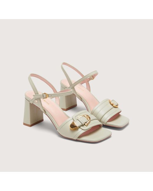 Coccinelle Metallic Smooth Leather Heeled Sandals Magalù Smooth
