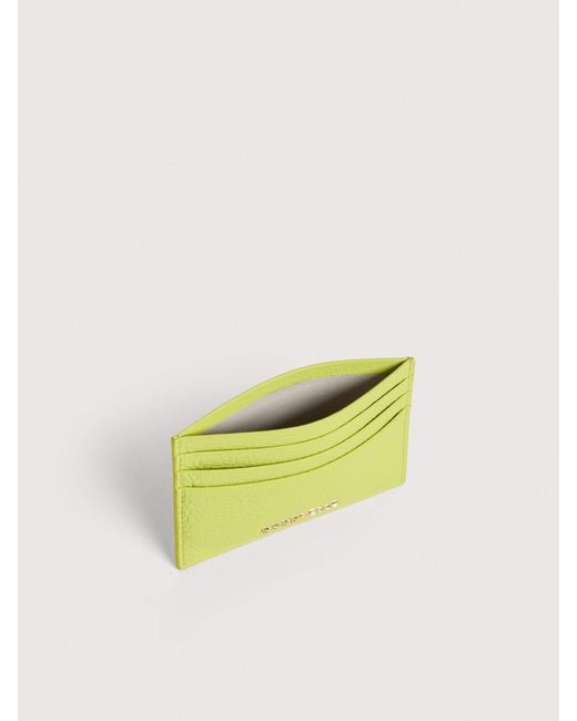Coccinelle Yellow Grainy Leather Card Holder Metallic Small