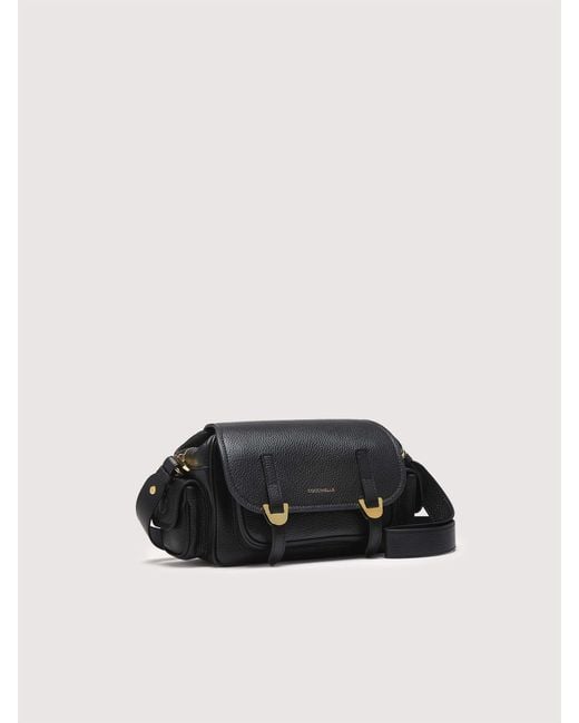 Coccinelle Black Umhängetasche Aus Genarbtem Leder Campus Small