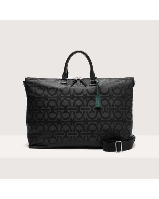 Coccinelle Black Rucksack Aus Nylongewebe Mit Monogram-Muster Und Genarbtem Leder Smart To Go Nylon Monogram