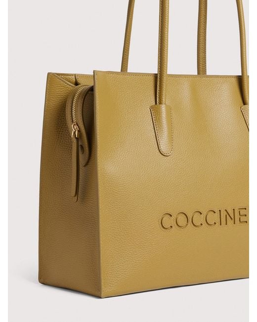 Coccinelle Natural Grained Leather Tote Bag Myrtha26 Large