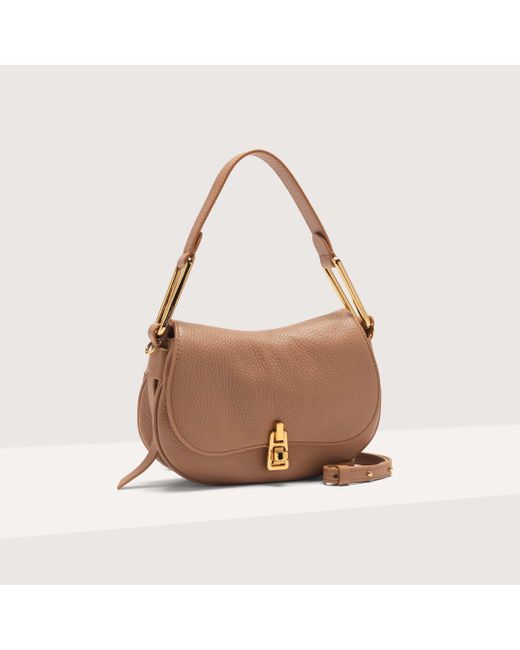 Coccinelle Brown Grained Leather Handbag Magie Soft Mini