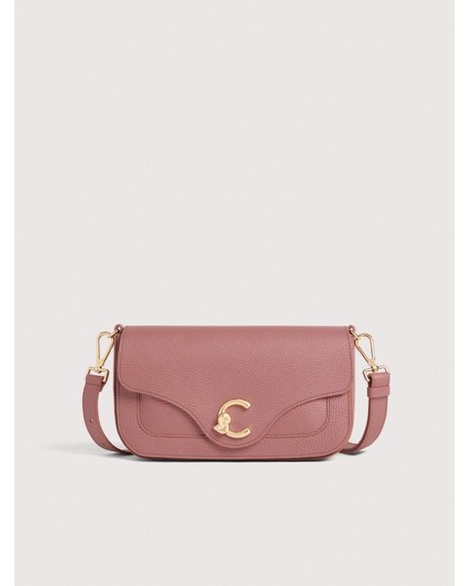 Coccinelle Pink Grained Leather Shoulder Bag C-Me Medium