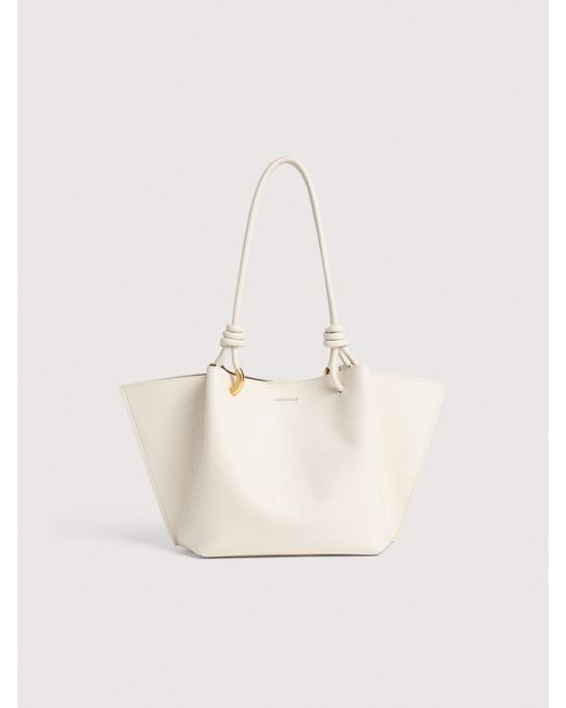 Coccinelle Natural Grained Leather Tote Bag Finn Medium