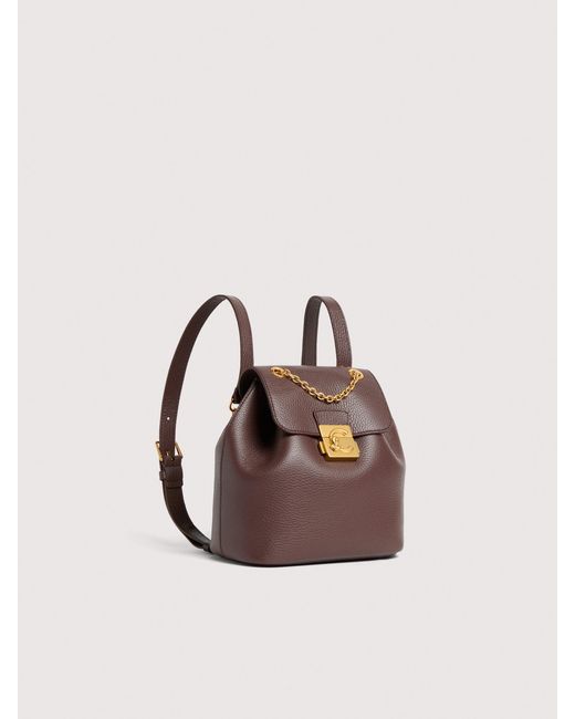Coccinelle Multicolor Grained Leather Backpack C-Me Lock Small