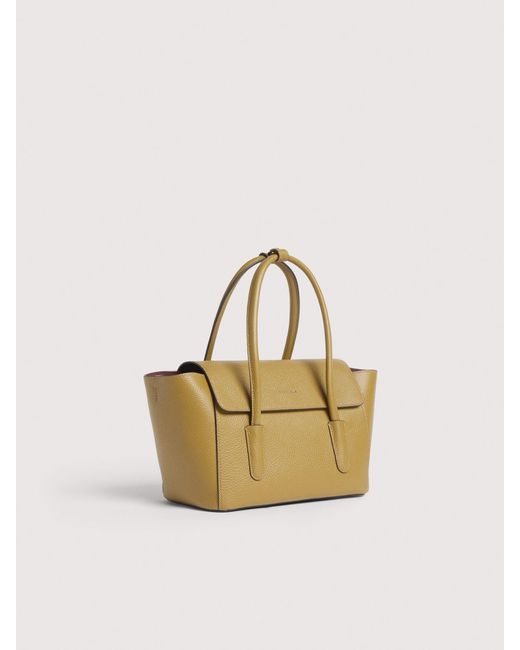 Coccinelle Natural Grained Leather Handbag Double Beat Medium