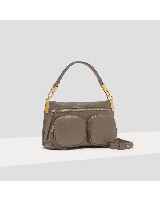 Coccinelle Gray Grained Leather Handbag Hyle Small