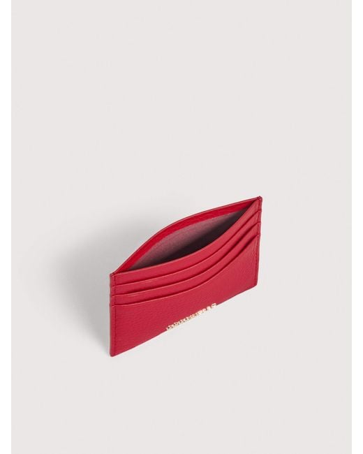 Coccinelle Pink Grainy Leather Card Holder Metallic Small