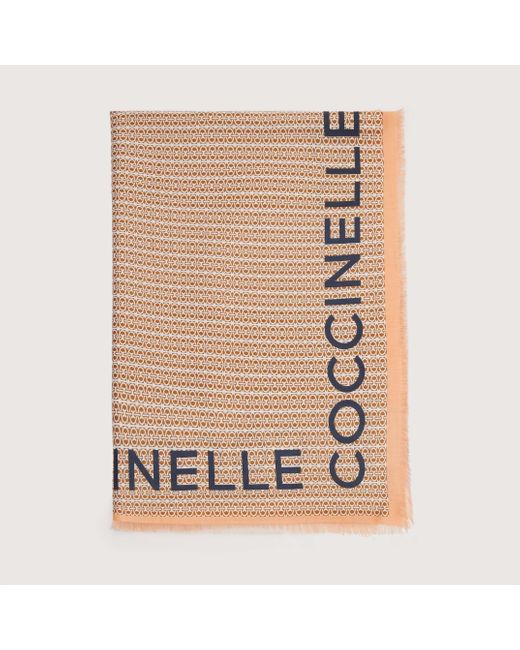 Coccinelle Natural Wool And Viscose Stole Monogram Logo