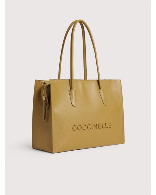 Coccinelle Natural Grained Leather Tote Bag Myrtha26 Large