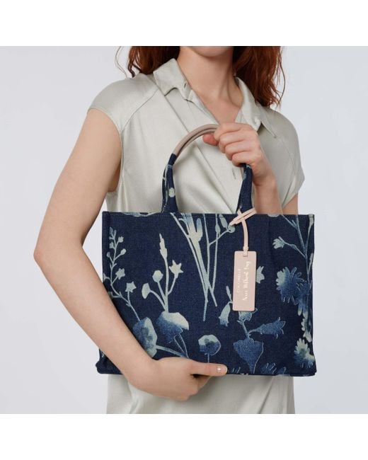 Coccinelle Blue Lumen Print Denim Fabric Handbag Never Without Bag Denim Lumen Print Medium