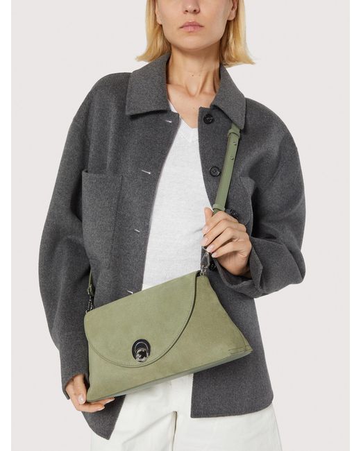 Coccinelle White Suede Shoulder Bag Nikla Medium