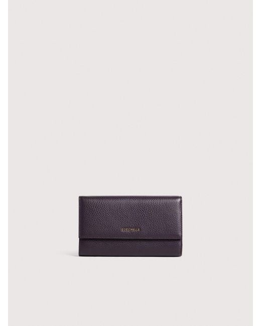 Coccinelle Multicolor Large Grainy Leather Purse Metallic Soft